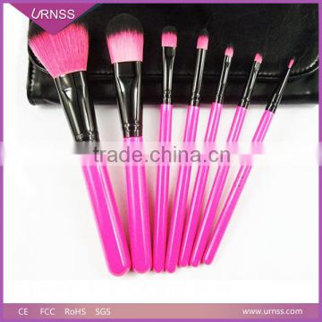 Professional 7piece Hot Pink Synthetic hair makeup brush factory wholesale