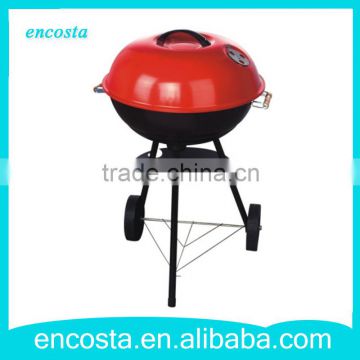 red oval protable charcoal bbq grill metal with wheel outdoor