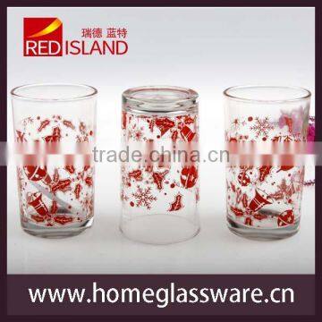 Screen Printing Glass Cup,Machine Pressed Glass With Decal Printing Printed Glass Cup