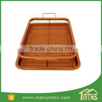 Air Fry Pan Set Gotham Steel Crispy Tray Copper Crisper photo-2