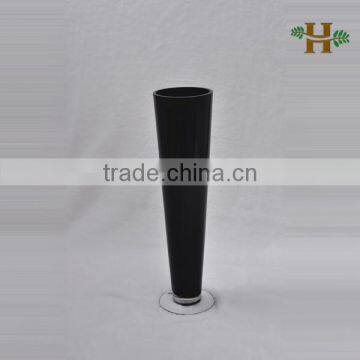 Colored Tall Cone Shaped Cylinder Glass Vase, Handmade Wedding Use Glassware With Pinch Bottom photo-3