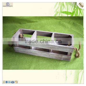 Wholesale 3 Compartments Double String Handle Wooden Wine Crates photo-2