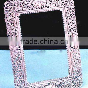 Metal antique engraved photo frame, silver plated photo frame, beautiful photo frame