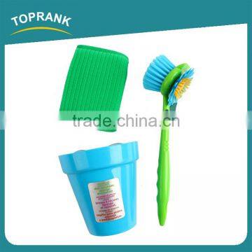Toprank New Design Kitchen Super Cleaning Ability Flower Shaped Cleaning Brush Set Sponge Dish Scrubber Brush With Sucker photo-2