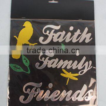 Word FAITH FAMILY FRIENDS Color Printed Mirror Stickers