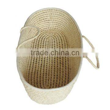 Hand Woven Maize Straw Portable Baby Carrier Basket for Baby Sleeping photo-3
