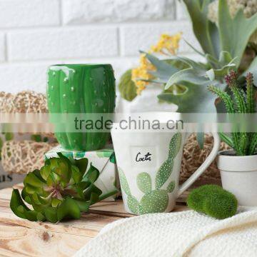 green cactus coffee mug