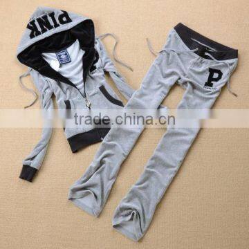 2016 Winter Autumn Women Sweatshirts Sportwear Casual Sports Two Pieces Velvet Suit Pants Set photo-4