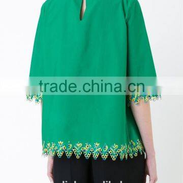 Unique Design Ladies Green Embroidered Blouses Customized photo-2