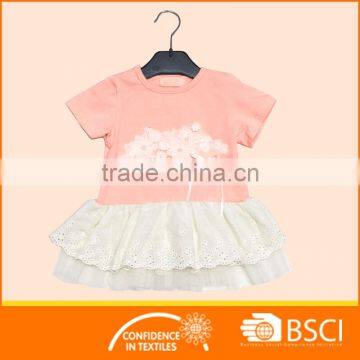 Pink wholesale skirted once piece 100%cotton dress lovely baby dress suit