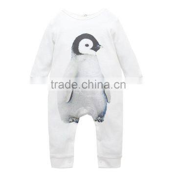 Fashionable Boy Clothes Penguin Design Newborn Baby Rompers For Winter