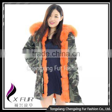 CX-G-P-03B Women Fashion Fur Jacket With Fur Inside Fur Collar Parka