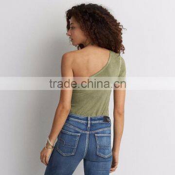 MGOO Sexy One Shoulder T-Shirt Summer Cotton Tank Tops Popular Wholesale Women Fashion Tops photo-3