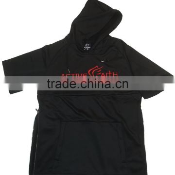 China golden supplier slim fit soft cotton short sleeve performance pullover hoodie wholesale hot sale with side zipper