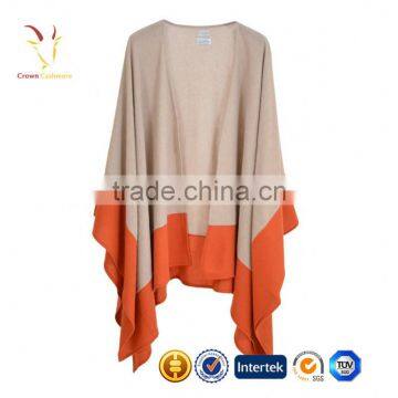 Color Block Knitted Wool Ponchos,Women Wraps Ponchos