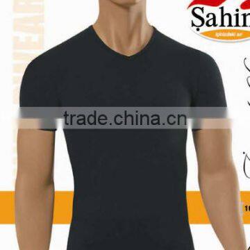 MEN COTTON LYCRA V NECK BODY T SHIRT