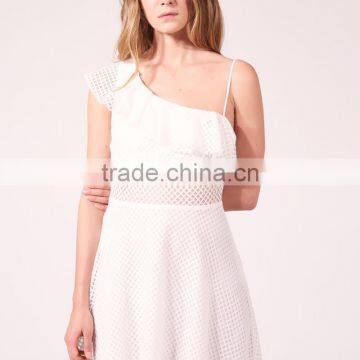 NEW DESIGN Ruffle at Sleeve and Neck Women Sexy Asymmetry Asymmetric Dress photo-5