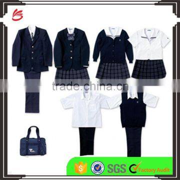 2017 custom made fashion design children Girls school uniforms dress with pictures