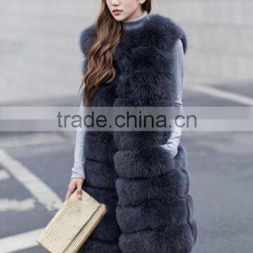 Russian long fur vest Fake fox vest for women sleeveless fur vest/Artificial leather