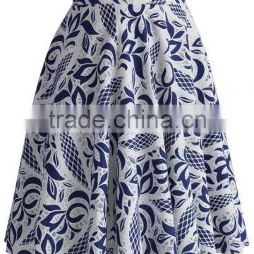 2016 Guangzhou Shandao Manufacturer High Quality Women Summer Ruffle A Line Vintage Printed Satin Pictures Fashionable Skirts photo-4
