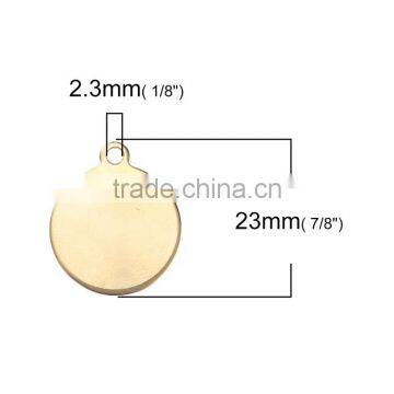 Stainless Steel Charms Round Gold Plated Blank Stamping Tags photo-2