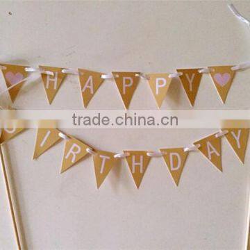 Vintage Cake Topper Cake Flags Baner/Bunting Engaged, Happy Birthday, Just Married photo-5