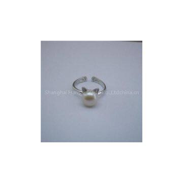 Cute Cat Freshwater Pearl Party Rings Accessory SSR026