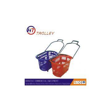 rolling plastic supermarket shopping basket wholesale