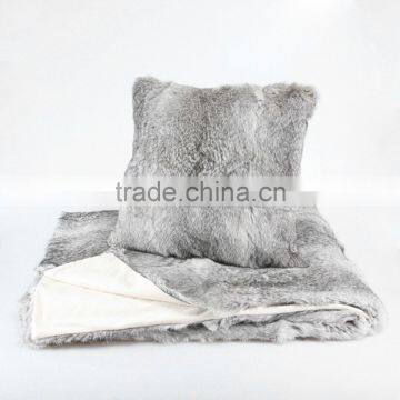 SJ051-01 Fashion Home Softextiles Wholeskin Rabbit Real Fur Blankets