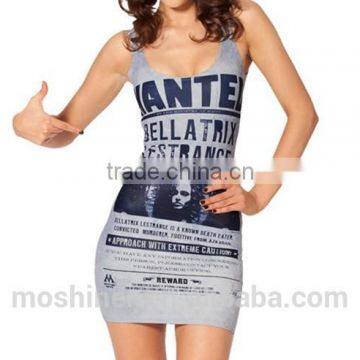 2015 new cool summer dress,women sexy dress WANTED BELLATRIX DRESS Digital Printing party dress for women,fahion dress