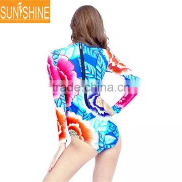 85% Polyester 15% Spandex Sublimation Zipper Long Sleeve Swimwear photo-4