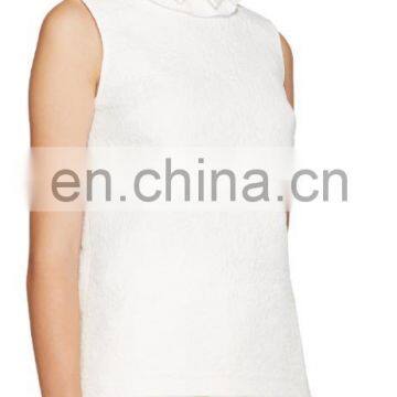 New Fashion Lady Blouse & Top Designs Ivory Beaded Collar Woman Blouse photo-3