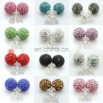 Many colors colorful ball shaped 925 sterling silver stud earrings JE2416