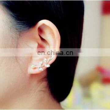 Crystal Earrings Individual Crystal Leaves Exquisite Cuff Earrings