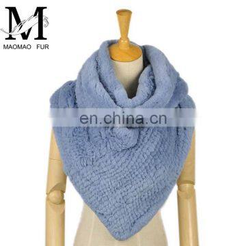 2016 New Year Fashion Products Promotional Genuine Rex Rabbit Fur Lady's Knit Scarf photo-6