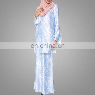 Elegant Malaysia Women Wear Latest Fashion Abaya Designs Baju Kurung Attractive Printing Suit Online photo-4