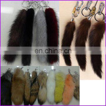 fashion pretty fur handbag accessory fox fur tail keychain