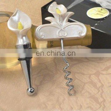 Elegant calla lily Wine stopper and wine opener set