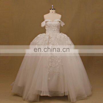 Princess Sweet Heart Cap Sleeve Ball Gown Lace Beads Wedding Dress