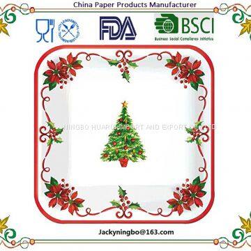 Amazon Hot Traditional Christmas Square Paper Lunch Plates Disposable Party Tableware photo-5