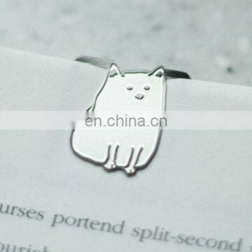 Mini Cute Pet Puppy Clip Type Silver Plated Engraved Bookmarks