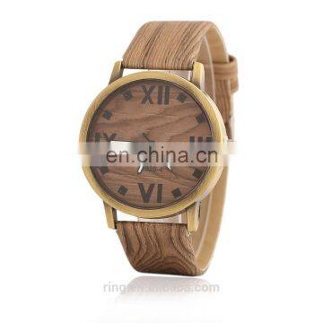 Imitation Wooden Watches for Girl Metal Case Leather Wooden Factory Watch photo-2