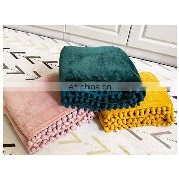 Custom 100% Polyester Flannel Spring/Autumn Brushed Cozy Fleece Throw Blanket With Tassels photo-6