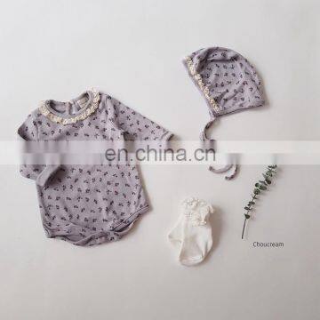 2020 New Style Babys Girls Printed Romper With Hat Autumn Cotton Babys Jumpsuit 6-24 Month