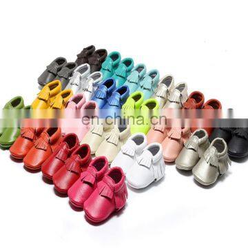 Baby leather moccasins Toddlers fringe shoes soft sole 22colors