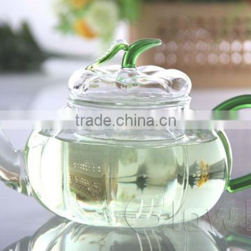 heat resistant glass teapot glass tea pot with infuser pumpkin shape