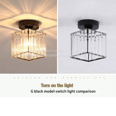 E27 LED Ceiling Light Crystal Lampshade Balck Gold Plafonnier Living Room Bedroom Modern Round Square Decorative Ceiling Lamp photo-3