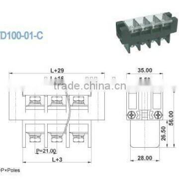 Termin Block 600V 101A Through Panel Terminal Block 21.0mm Feed Through Terminal Connectors