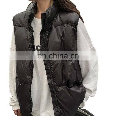 New Arrival Women Down Filled Solid Sleeveless Jacket Custom Winter Down Puffer Vest Short Casual Women's Jackets