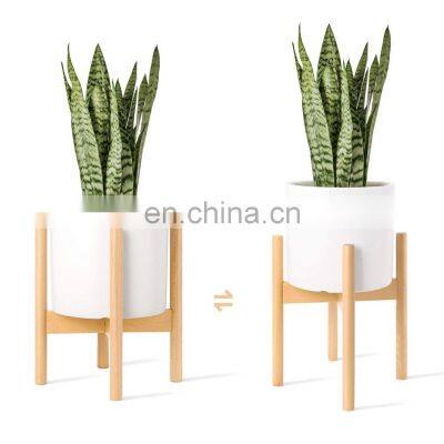 Plant Stand House Home Decor Modern Mid Century Display Holder Rack Adjustable Indoor Flower Pot Bamboo Wooden Plant Stand